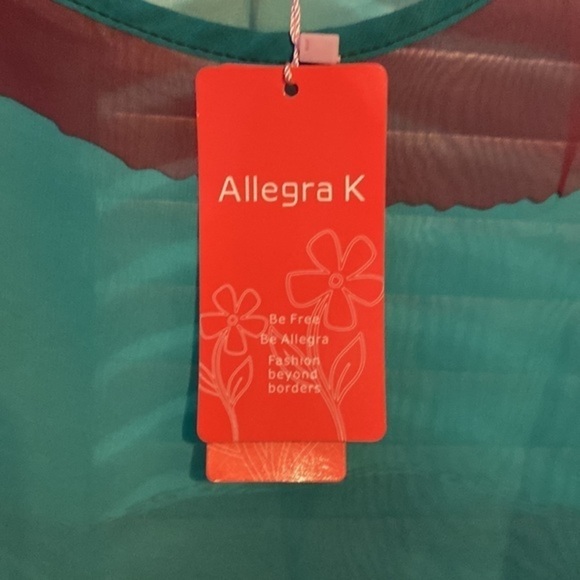 Allegra K Ladies Sheer Chiffon Shirt Green - Picture 3 of 6